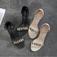 Giày cao gót đế nhọn quai ngang kết hình tròn gấp 7 phân - SD119