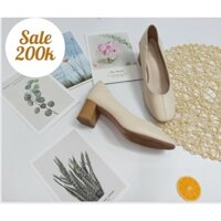 Giày cao gót Đế trụ vân gỗ, mũi vuông siêu mới