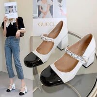 Giày cao gót đế vuông 5 cm quai xích Hàng oder 5-7 ngày