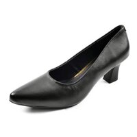 Giày Cao Gót Đế Vuông 5cm Da Thật 100% 5P12 (Đen)