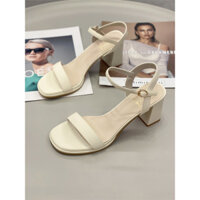 Giày cao gót đế vuông 7P MIDUKA, Sandal cao gót quai đơn chuẩn size 3 màu trắng. kem, đen mã TD90