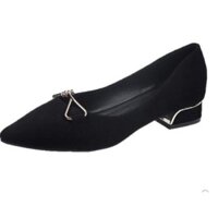 Giày Cao Gót Đế Vuông DT17 Hàn Quốc/ Giày Cao Gót Da Lộn Đế Xuồng / Dép Cao Gót nơ xinh