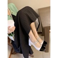 Giày cao gót đế vuông quai ngọc thời trang 7cm