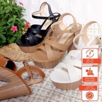 Giày Cao Gót Đế Vuông Vân Gỗ