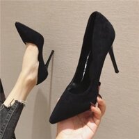 GIÀY CAO GÓT ĐEN DA LỘN