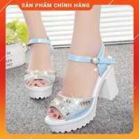 Giày Cao Gót Đính Đá Sang Trọng A209 🌺/ Giày Cao Gót Đi Tiệc / Giày Cao Gót 10cm/ Sandal Cao Gót Đế Vuông