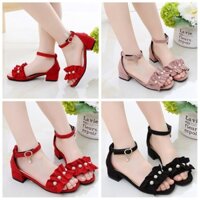 Giày cao gót đính ngọc trai cho bé gái 4-16 tuổi