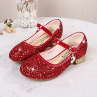 Giày Cao Gót Đỏ Lấp Lánh Cho Bé Gái Size 23-37, Giày Công Chúa Cao Gót Màu Đỏ Lấp Lánh Cho Bé HANNAH KIDS