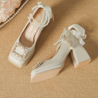 Giày cao gót DPC144 tag nhựa đính đá cao 7cm,10cm có 2 màu phù hợp đi tiệc, đi chơi cho nữ