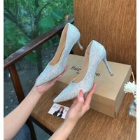Giày Cao Gót Dự Tiệc Ánh Kim Đính Đá Sang Trọng Mũi Pha Lê Lấp Lánh 6cm-9cm Cực Xinh