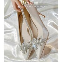 Giày cao gót dự tiệc giày đơn Nữ Gót Nhọn đính đá cỡ 34-40
