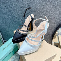 GIÀY CAO GÓT ĐÚP 12 PHÂN QUAI MŨI NHỌN PHỐI DÂY ĐÁ SANG CHẢNH