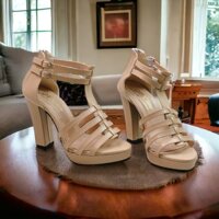 Giày cao gót Đúp vuông 11cm quai mảnh đan rọ - Đ42