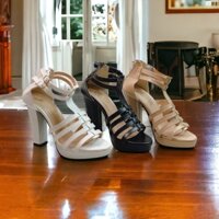 Giày cao gót Đúp vuông 11cm quai mảnh đan rọ - Đ42