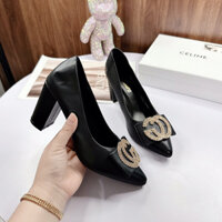 Giày Cao Gót Gc Đá mũi nhọn gót vuông 7cm sang chảnh