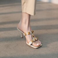 Giày cao gót gót nhọn mũi vuông đinh tán nữ