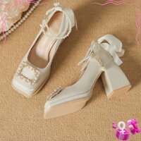 Giày cao gót HNC144 tag nhựa đính đá cao 7cm,10cm có 2 màu phù hợp đi tiệc, đi chơi cho nữ