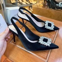 GIÀY cao gót hở gót NCStore đính đá vuông, gót nhọn 9cm, sandal nữ cao gót 9 phân mã N88