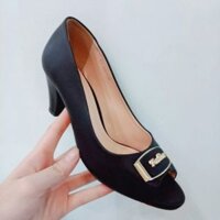 Giày cao gót hở mũi da mềm