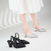 Giày Cao Gót Kiểu Dáng Slingback, Giày Đế Vuông Cao 7 Phân Sang Chảnh, Thời Trang.Havy.shoes