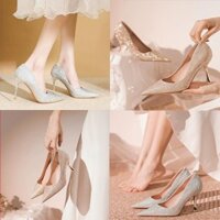 Giày cao gót kim sa 2 màu bạc vàng thời trang dễ phối đồ - CG97