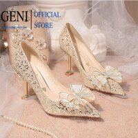 giày cao gót kim sa nơ đá GENI 017