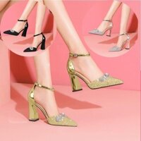 Giày cao gót kim sa phối nơ đủ size 34 đến 40- Cg850