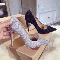 Giày cao gót Louboutin đá ánh kim cao cấp c35 * , (