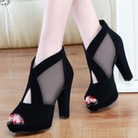 Giày cao gót lưới chéo cao cấp