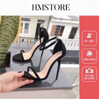 Giày Cao Gót Mảnh Màu Đen Nỉ Lộn 10 Phân HÓT SALE