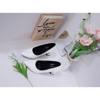 Giày cao gót màu trắng da bóng cao 7cm