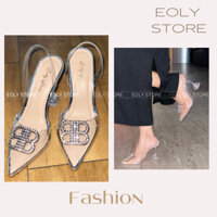 Giày Cao Gót MIKA Trong Suốt Phối Khoá Đính Đá