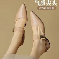 Giày cao gót mũi nhọn Giày cao su đế bệt nữ