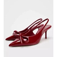 Giày Cao Gót Mũi Nhọn Nơ Đỏ Z..RA Mẫu Mới 2024