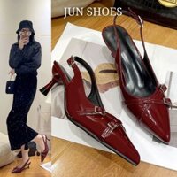 Giày Cao Gót Mũi Nhọn Nữ 7 Phân, Giày Sandal Nữ Đế Cao Gót Nhọn Quai Ngang Phối Dây - JUN SHOES - H27