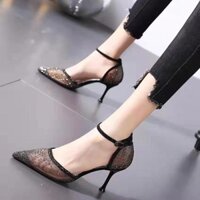 Giày Cao Gót Mũi Nhọn Phối Lưới Thoáng Khí Phong Cách Mới 2023