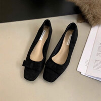 Giày cao gót mũi vuông da lộn đế thấp thời trang hàng QCCC fullbox CGV149 ANN_Offical