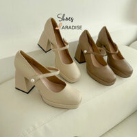 Giày cao gót mũi vuông đế đúp 9cm bít gót sang trọng đi tiệc đi chơi SHOES PARADISE BBXK37