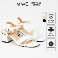 Giày cao gót MWC 4397 - Sandal Cao Gót Đế Vuông Quai Chéo Nhún Nữ Tính