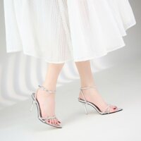Giày cao gót MWC 4413 - Sandal Cao Gót Nữ Mũi Nhọn Quai Dây Chéo Đính Đá Sang Chảnh Gót Nhọn Thời Trang