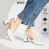 Giày Cao Gót MWC G006 - Giày Cao Gót Mũi Tròn Đính Nơ Cách Điệu Thanh Lịch