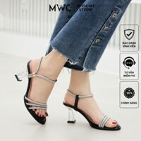 Giày Cao Gót MWC G014 - Giày Sandal Cao Gót Đế Đúp Quai Chéo Đính Đá Thanh Mảnh