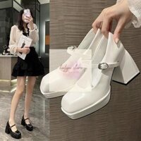 Giày Cao Gót Nữ 10 Phân Đúp Nên Lùi Size Chất Liệu Da Bóng