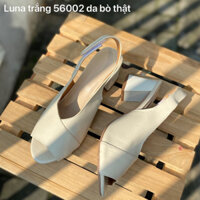 Giày cao gót nữ 5p LUNASHOES 56002 mũi hở có quai cài sandal da bò mềm êm chân