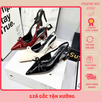 Giày Cao Gót Nữ 7 Phân Chất Liệu Da Bóng Mềm Cao Cấp Với 3 Màu Xinh Xắn