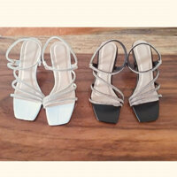 Giày cao gót nữ 7 phân quai mảnh đơn giản, giày sandal nữ gót nhọn 7 cm quai 3 dây xoàn mảnh nữ tính