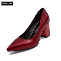 Giày cao gót nữ 7cm đế vuông gót trụ ROZALO RM68687 [bonus]