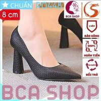 Giày cao gót nữ 8p RO448 ROSATA tại BCASHOP da vân nhám thời trang, gót trụ cách điệu - màu đen - 37
