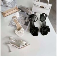 Giày cao gót nữ 9 phân đính nơ HQ2 Sandal cao gót 9p cm p sang chảnh tiểu thư dự tiệc đám cưới