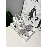 Giày cao gót nữ 9 phân kim tuyến phối mika đính nơ, giày sandal nữ gót nhọn 9cm mã U50